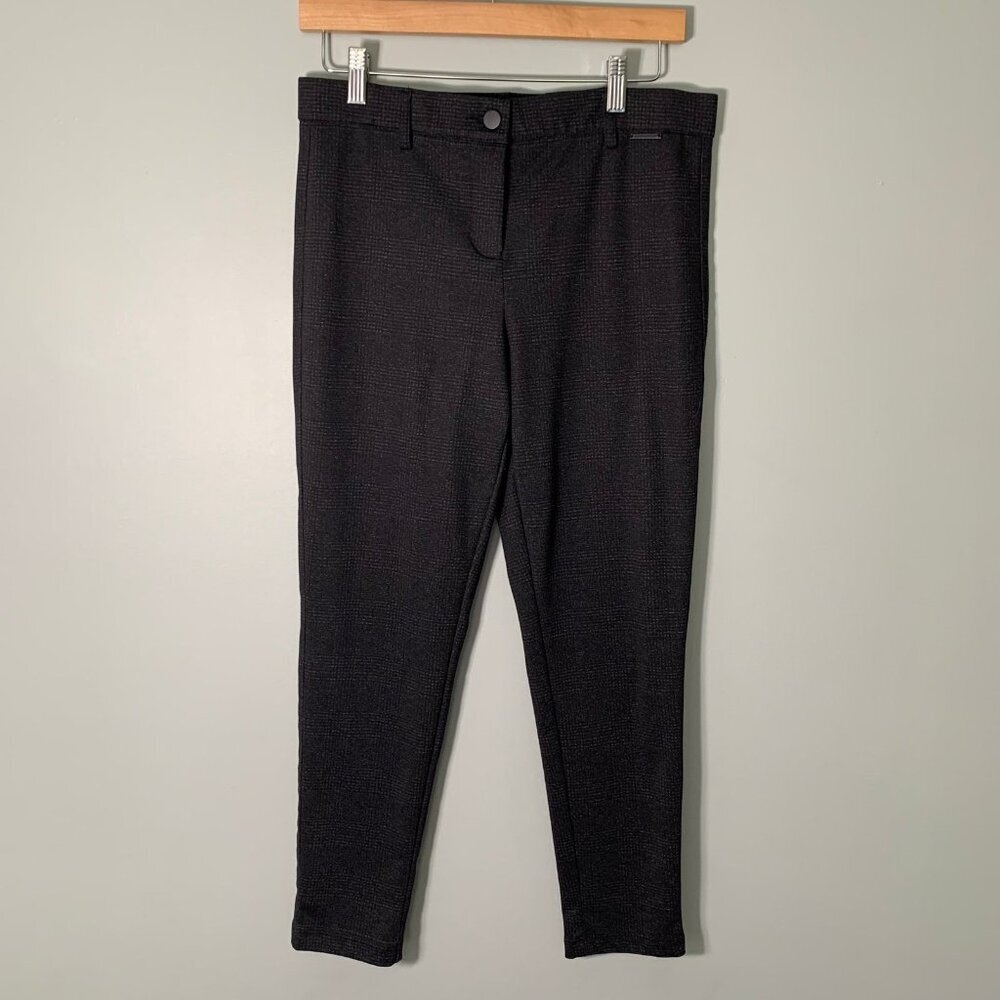 Mario Serrani Italy‎ Womens Grey Textured Ankle Pants Size M Stretch Slim Fit